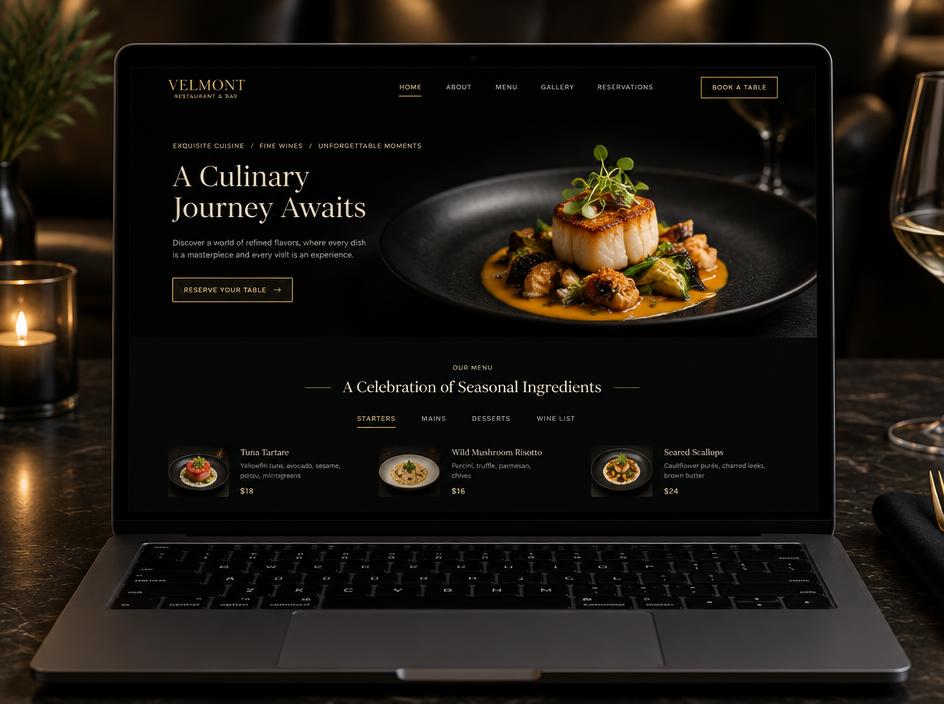 Exemplo de website para Restaurante