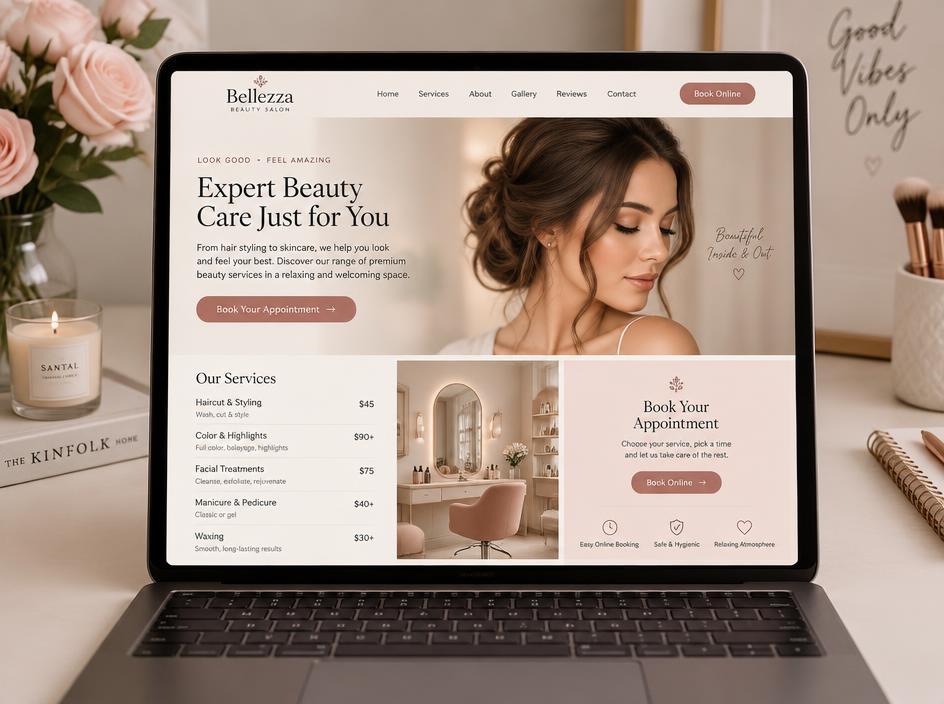 Exemplo de website para Salão de beleza